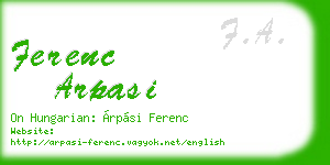ferenc arpasi business card